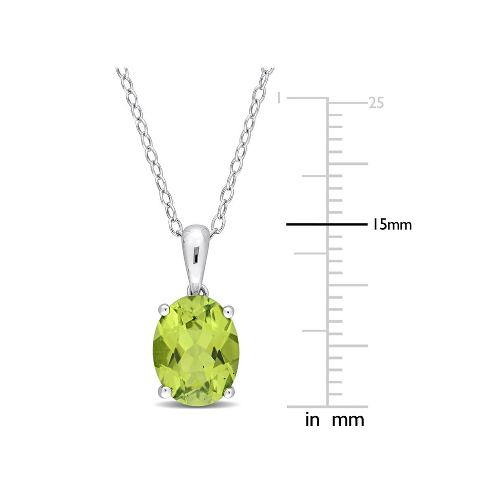 1.90 Carat (ctw) Peridot Solitaire Oval Pendant Necklace in Sterling Silver with Chain Image 2