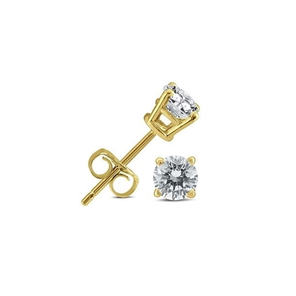 10K Yellow Gold 1-4 Carat Round Diamond Stud Earrings Image 1