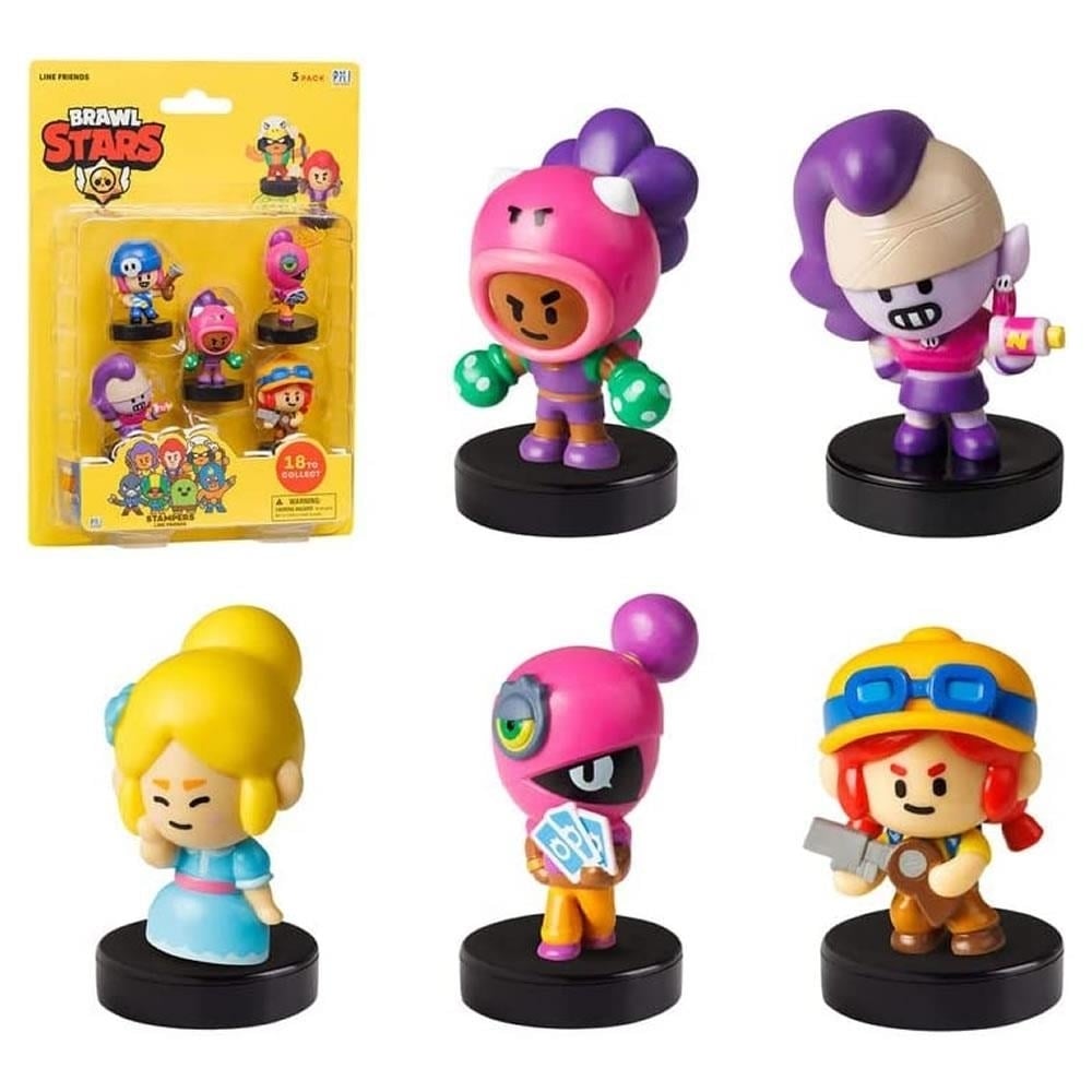 Brawl Stars Stamps 5pk Cake Toppers Jessy Rosa Tara Emz Piper Brawler Set PMI International Image 1