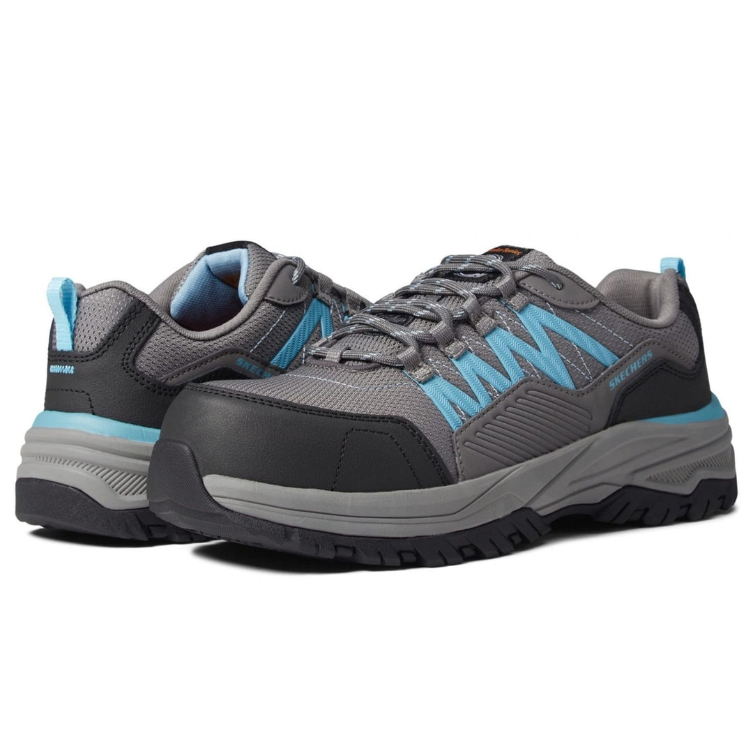 SKECHERS WORK Womens Fannter - Lizal Composite Toe Work Shoe Grey/Light Blue - 108078-GYLB GRAY/LIGHT BLUE Image 1