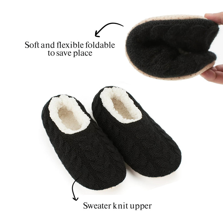 3-Pairs: Womens Cozy Sherpa-Lined Slipper Socks with Non-Skid Sole Grippers Image 2