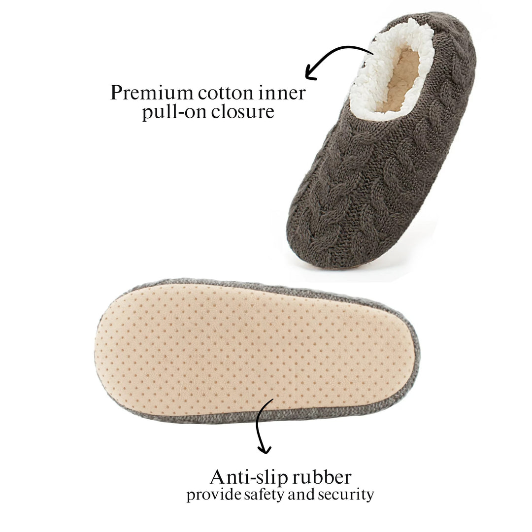 3-Pairs: Womens Cozy Sherpa-Lined Slipper Socks with Non-Skid Sole Grippers Image 3