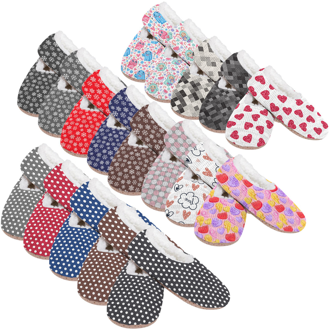 3-Pairs: Womens Cozy Sherpa-Lined Slipper Socks with Non-Skid Sole Grippers Image 4