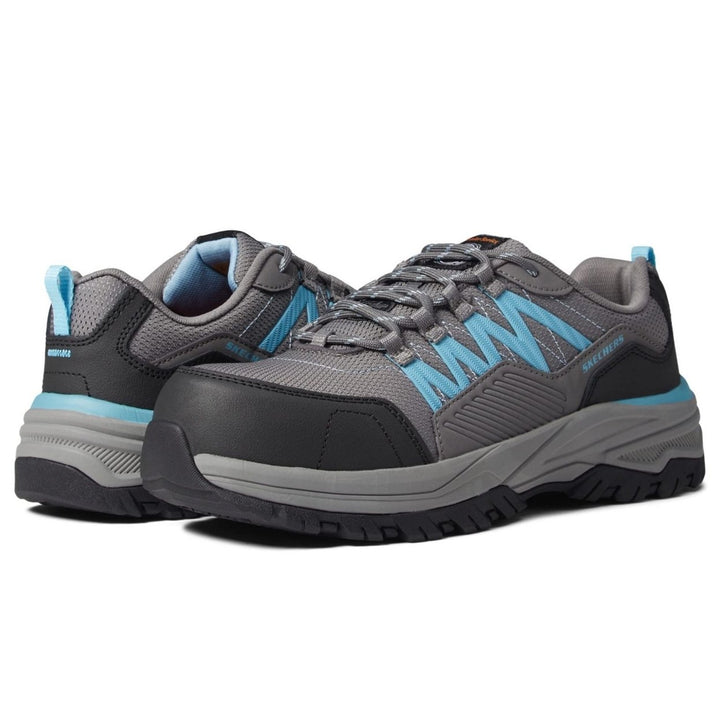 SKECHERS WORK Womens Fannter - Lizal Composite Toe Work Shoe Grey/Light Blue - 108078-GYLB GRAY/LIGHT BLUE Image 4