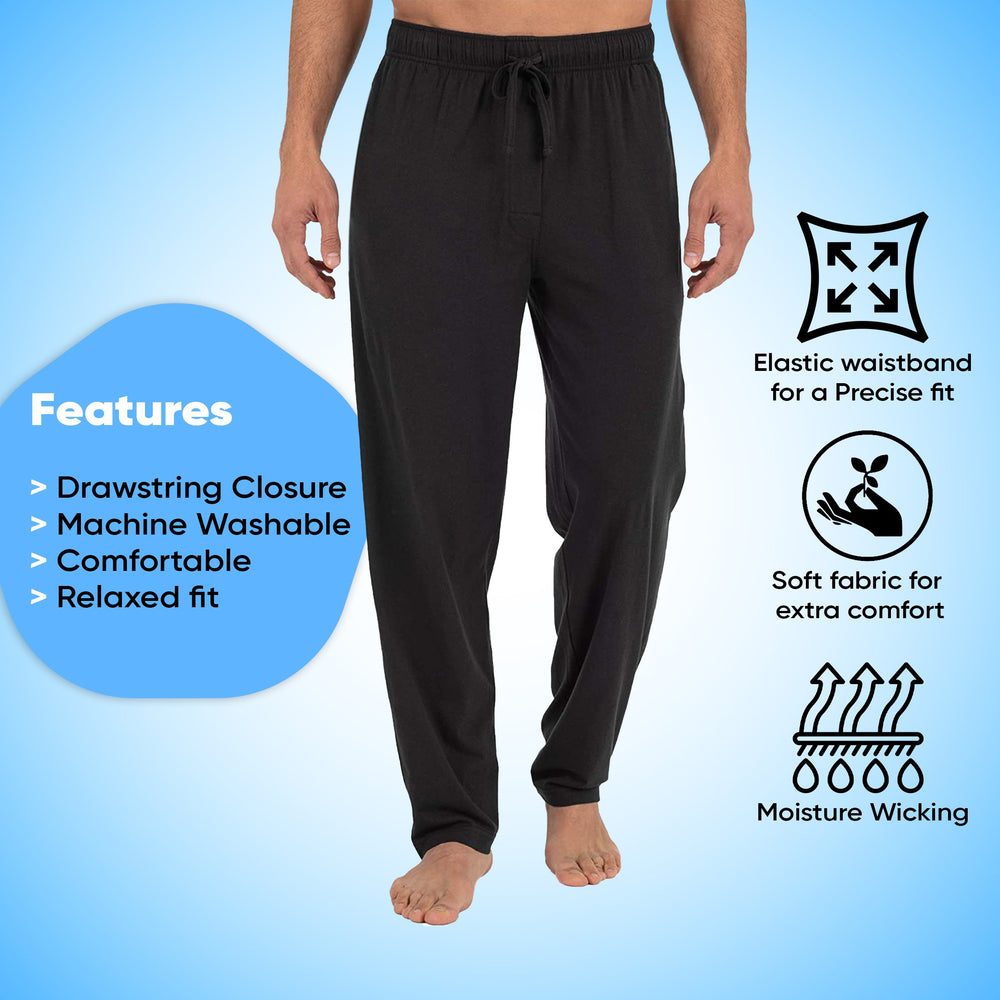 Mens Lounge Sleep Pants Soft Jersey Knit with Pockets Elastic Waistband Size M-XXL Image 2