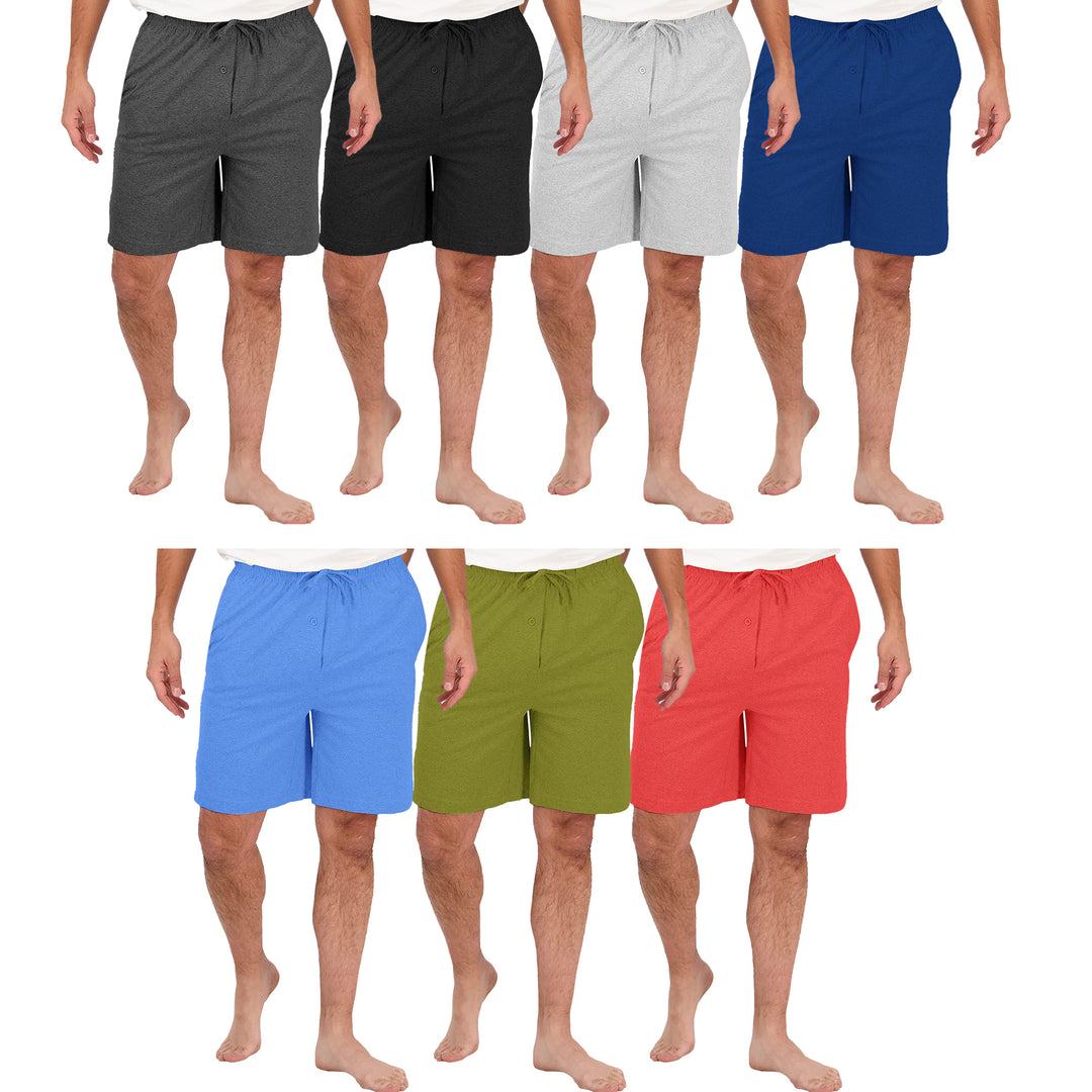 Mens Ultra-Soft Jersey Knit Pajama Shorts Lounge Active Sleepwear Multi-Pack Image 10