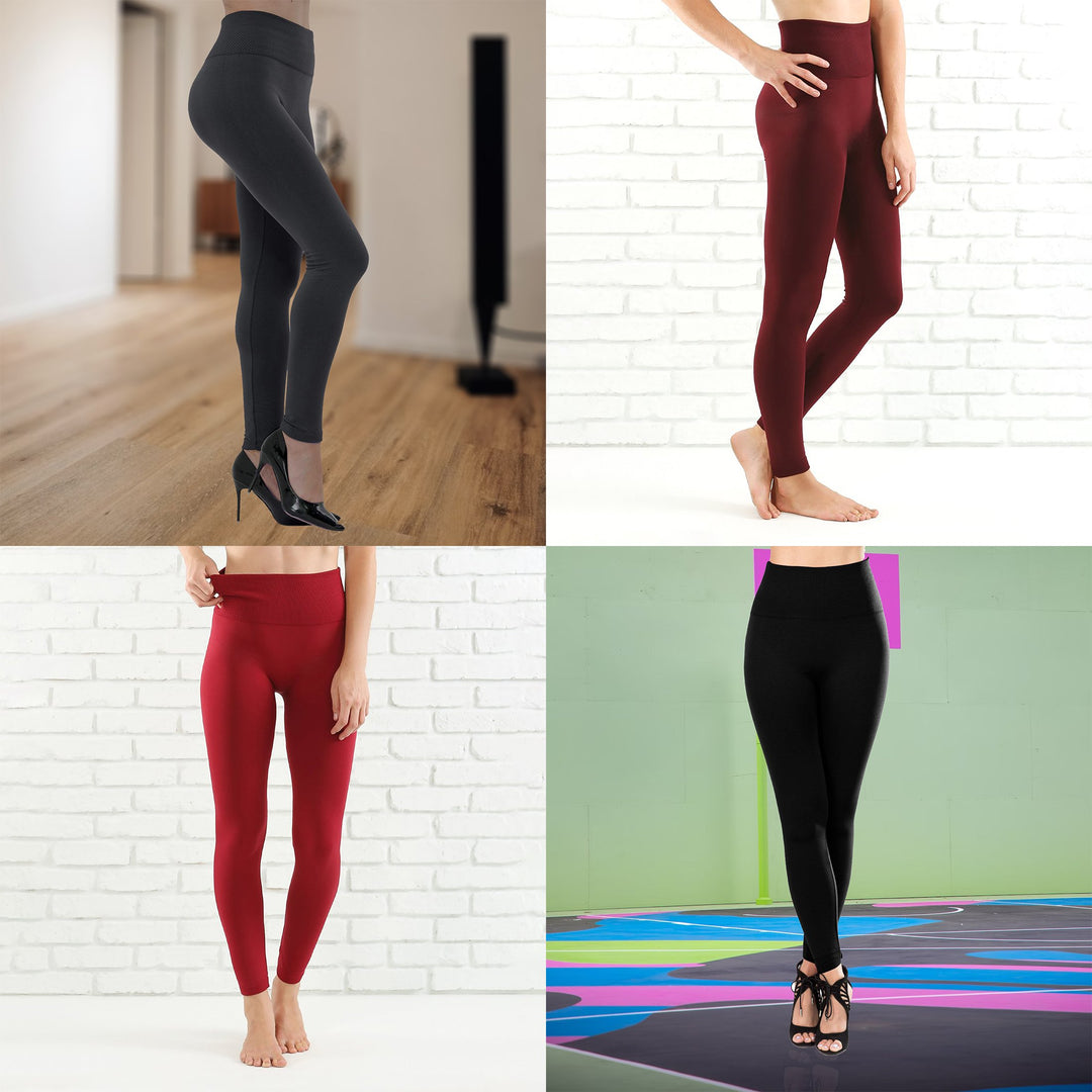 2-Pack: Womens Fleece-Lined High Waisted Workout Yoga Leggings Image 10