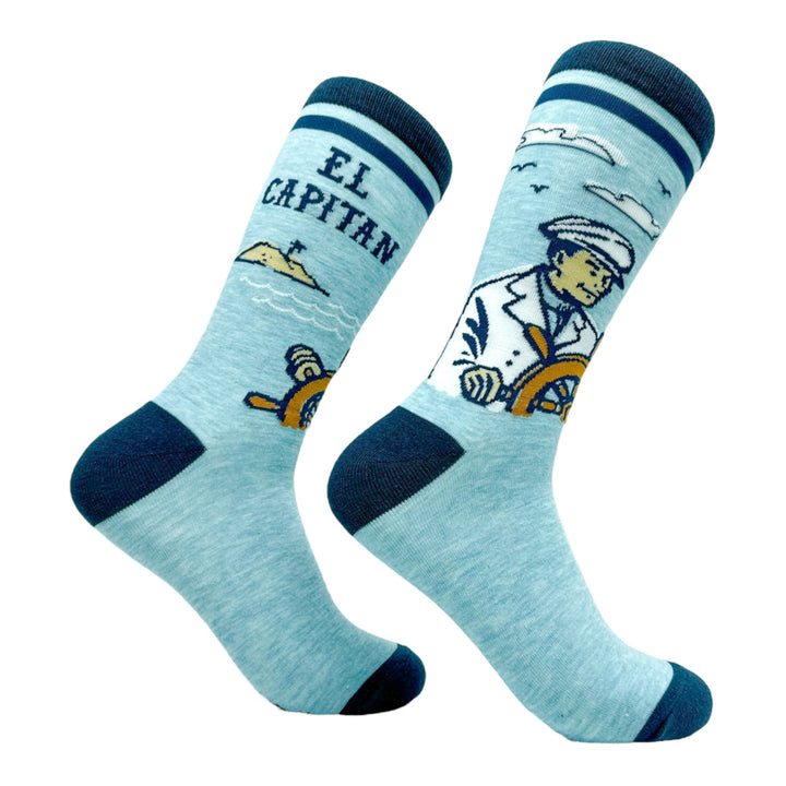 Mens El Capitan Socks Funny Cool Sea Naval Capitan Sailor Footwear Image 1