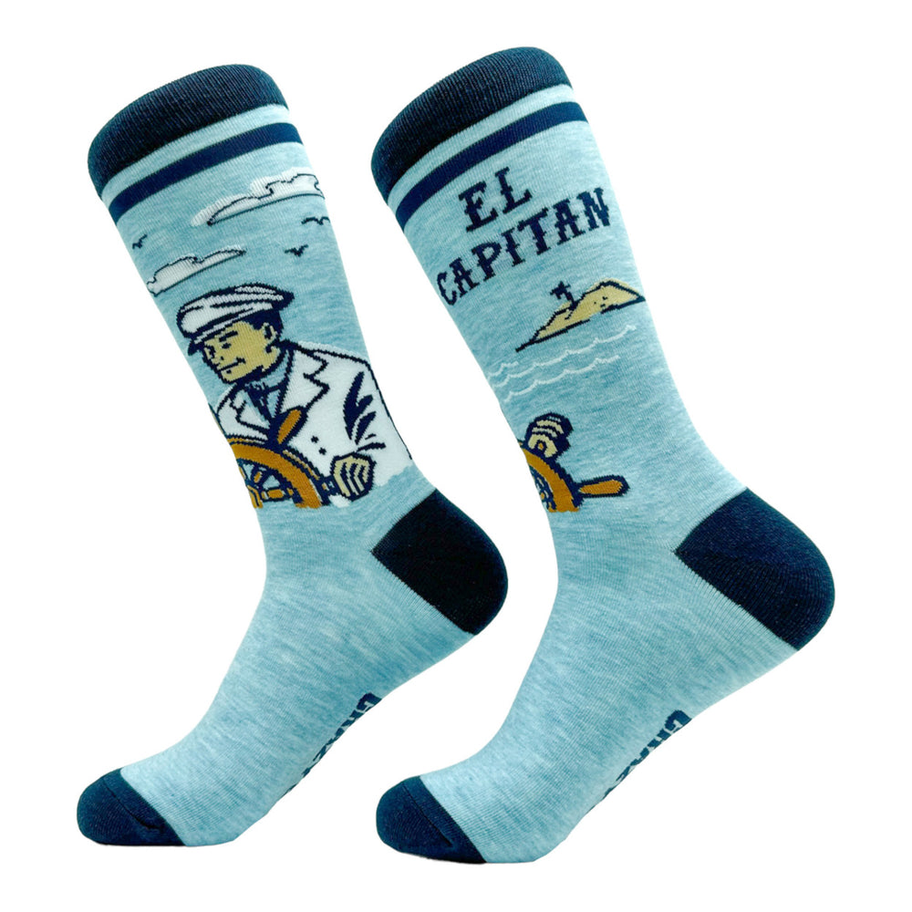 Mens El Capitan Socks Funny Cool Sea Naval Capitan Sailor Footwear Image 2