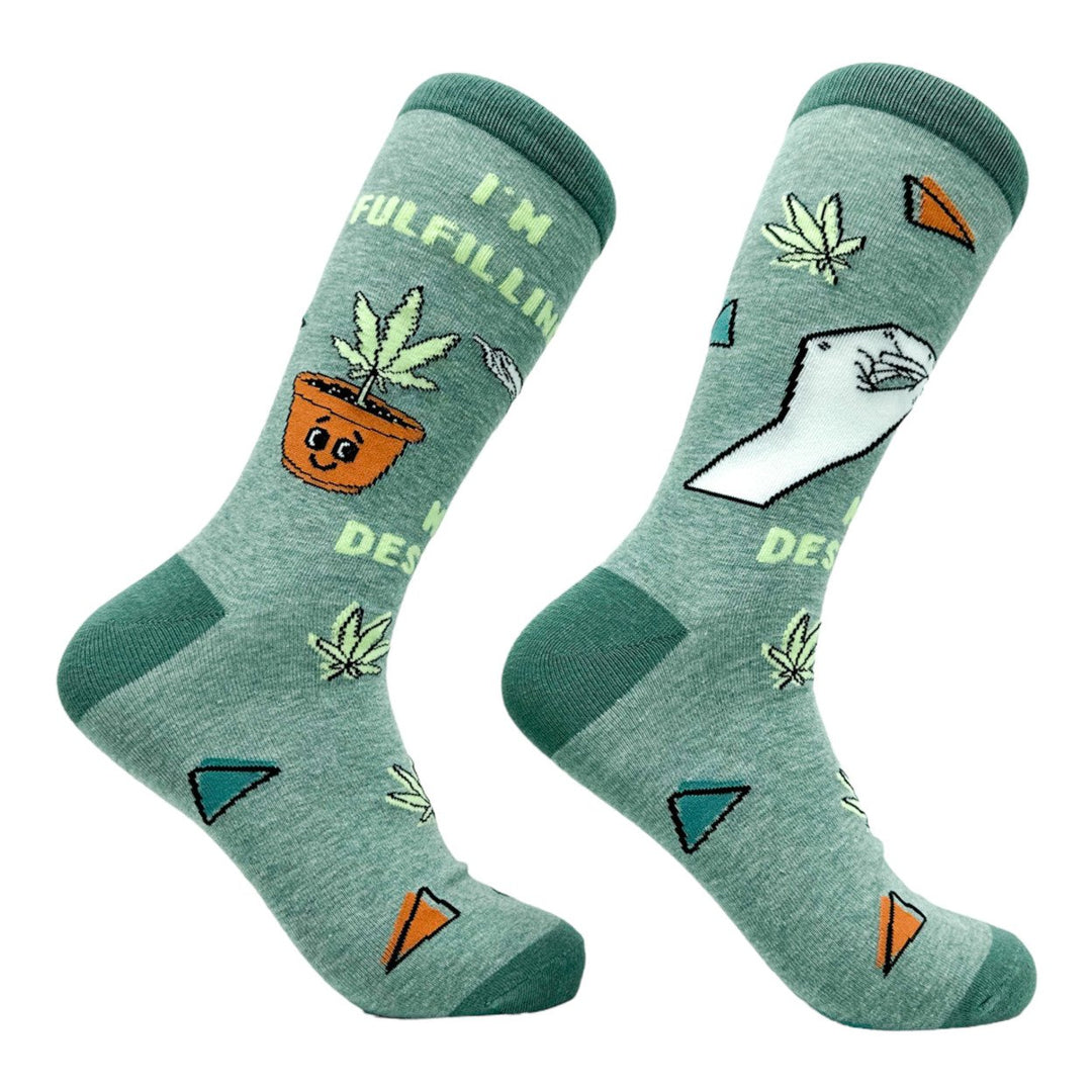 Mens Im Fulfilling My Destiny Weed Socks Funny 420 Pot Lovers Leaf Footwear Image 1