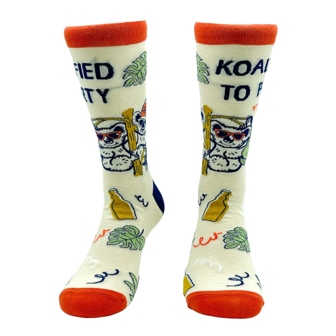 Mens Koalified To Party Socks Funny Partying Drinking Smoking Koala Joke Footwear Image 4