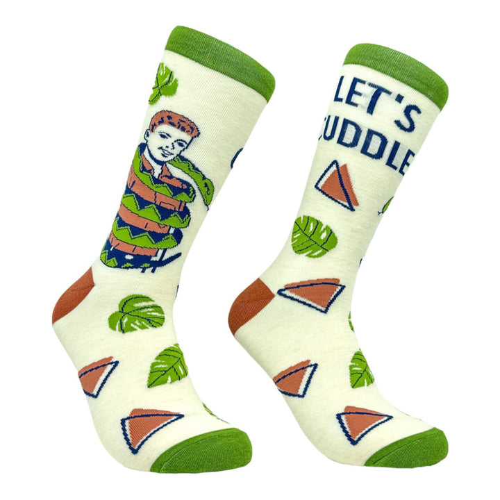 Mens Lets Cuddle Socks Funny Snake Constrictor Hug Joke Footwear Image 1