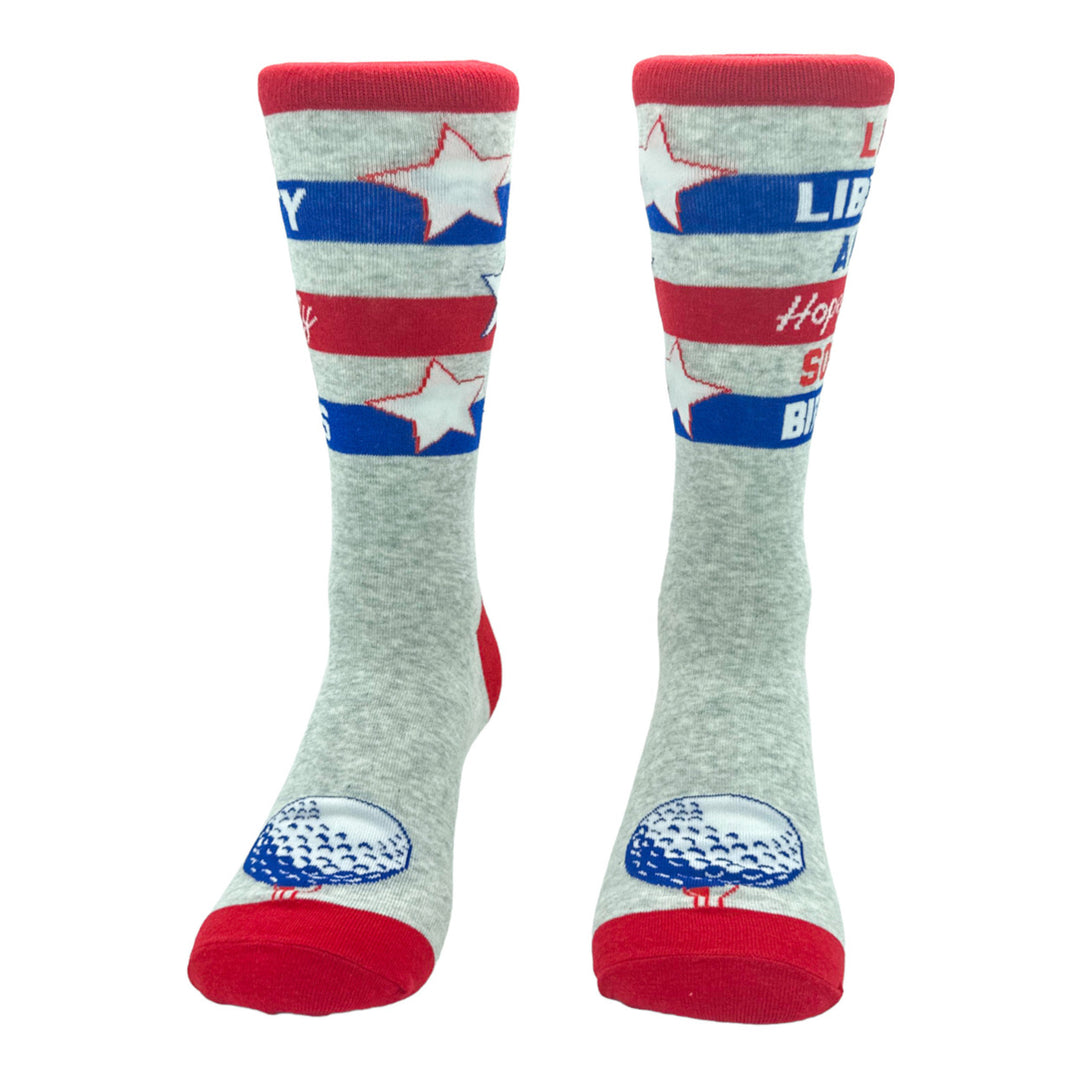 Mens Life Liberty And Hopefully Some Birdies Socks Funny Patriotic Golf Lovers Footwear Image 4