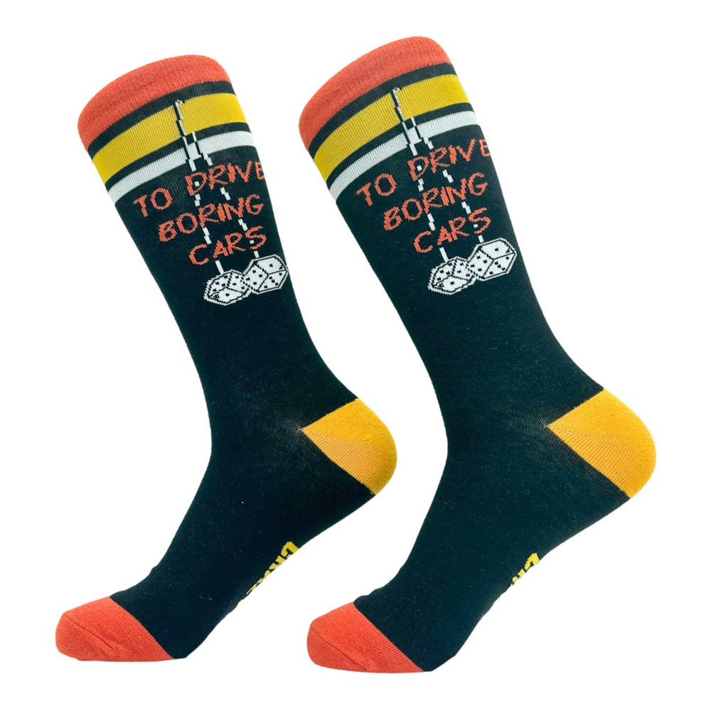 Mens Lifes Too Short To Drive Boring Cars Socks Funny Fast Car Engine Lovers Footwear Image 2