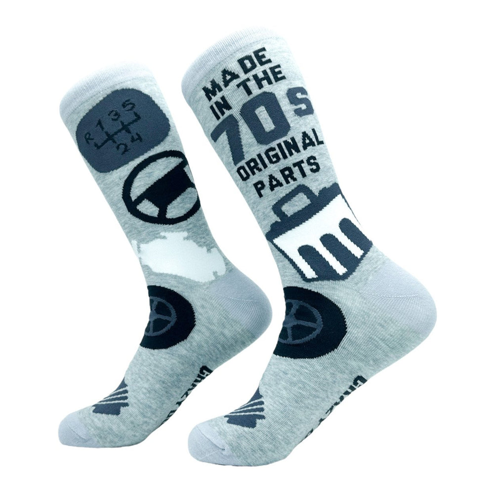 Mens Made In The 70s Socks Funny Car Parts Mechanic Footwear Image 2