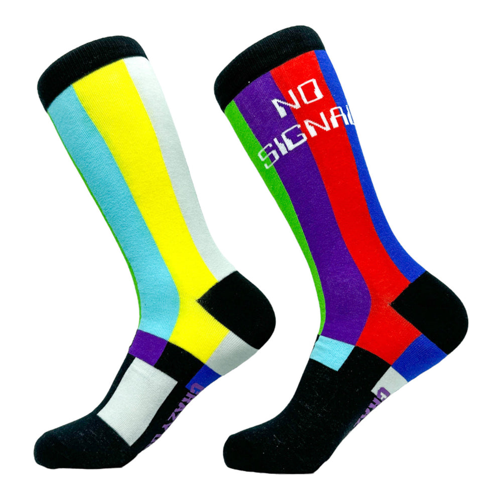 Mens No Signal Socks Funny Color Vector TV Error Joke Footwear Image 2