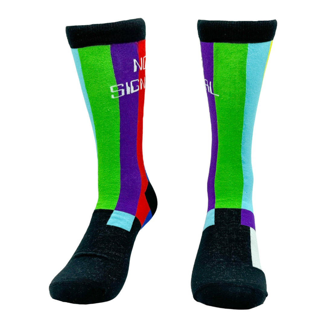 Mens No Signal Socks Funny Color Vector TV Error Joke Footwear Image 4