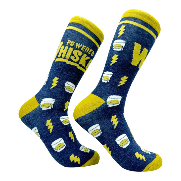 Mens Powered By Whiskey Socks Funny Alcohol Drinking Liquor Lovers Footwear Image 1