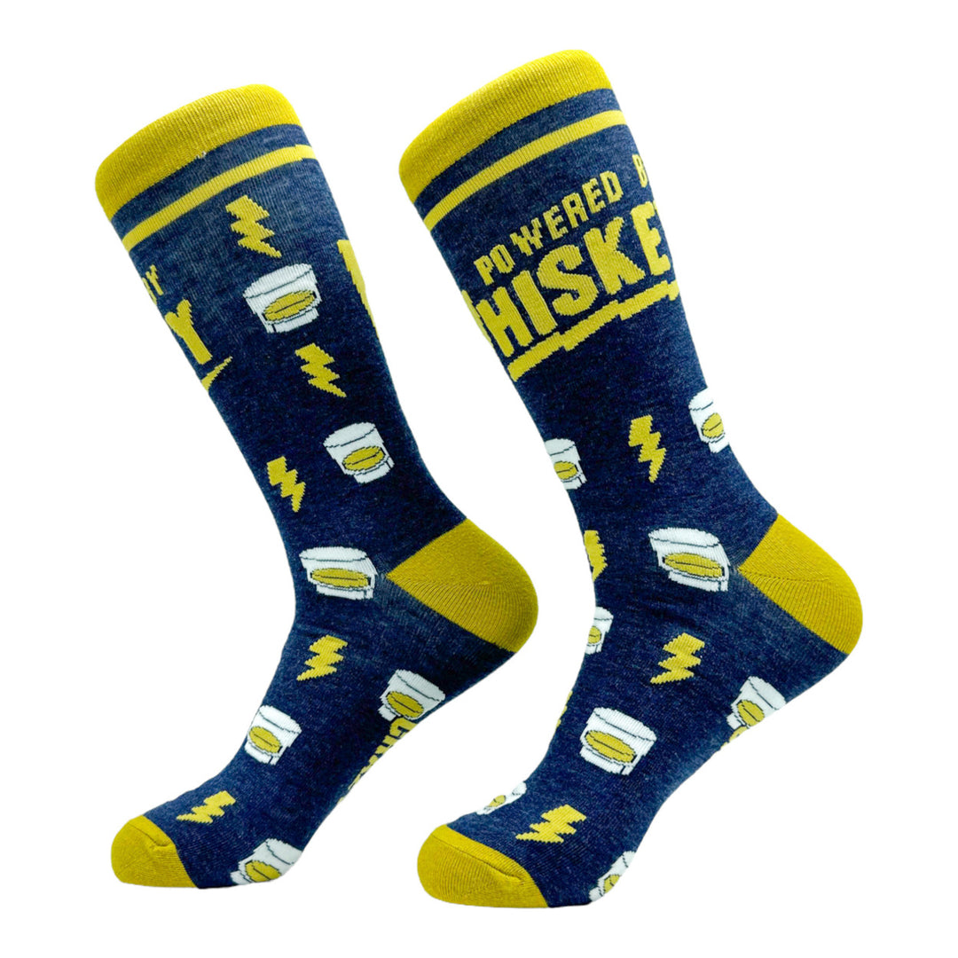 Mens Powered By Whiskey Socks Funny Alcohol Drinking Liquor Lovers Footwear Image 2