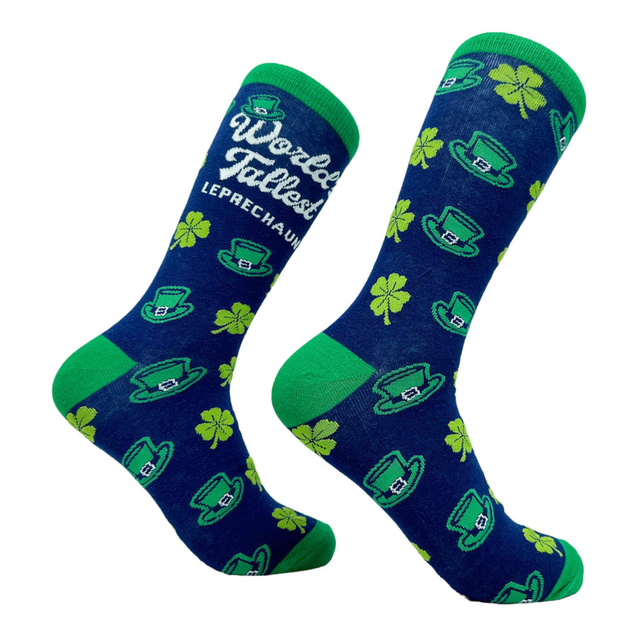 Mens Worlds Tallest Leprechaun Socks Funny St Paddys Day Folklore Joke Footwear Image 1