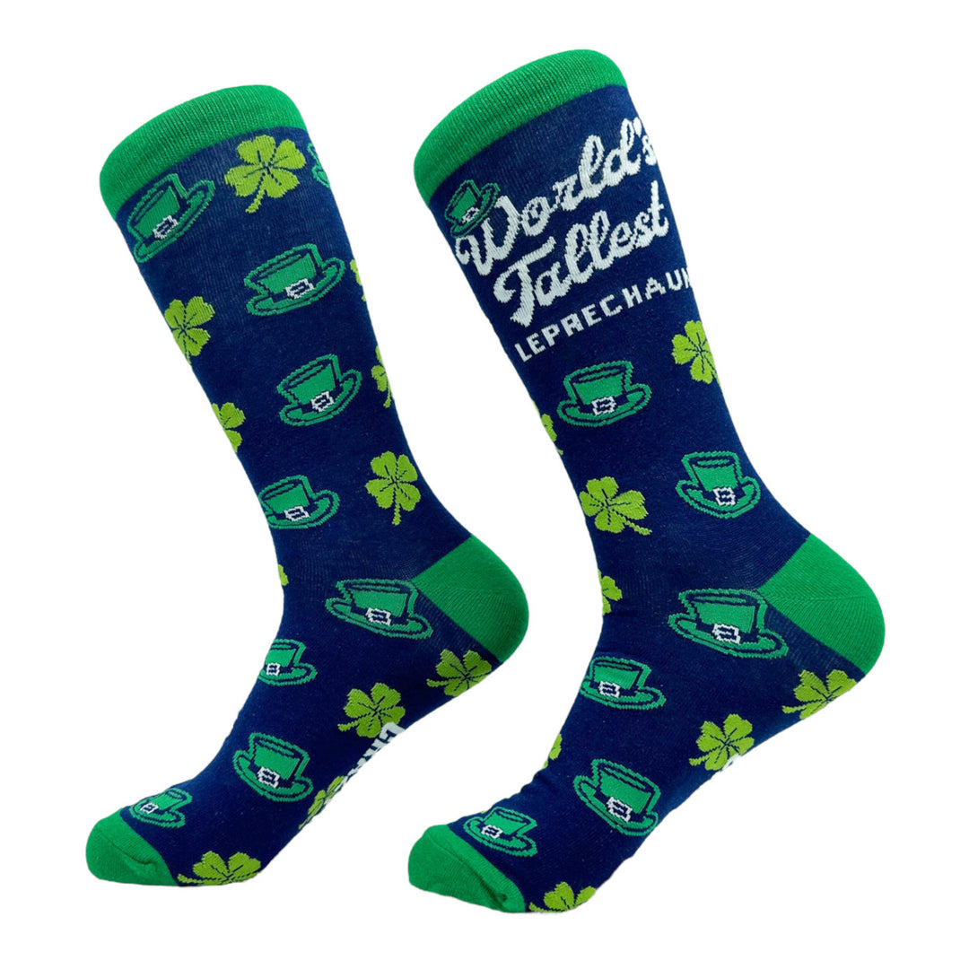 Mens Worlds Tallest Leprechaun Socks Funny St Paddys Day Folklore Joke Footwear Image 2