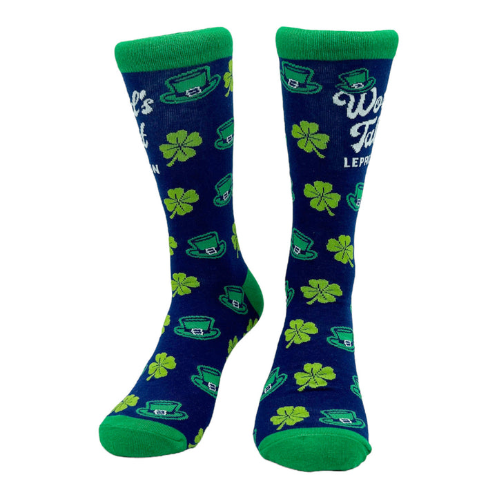 Mens Worlds Tallest Leprechaun Socks Funny St Paddys Day Folklore Joke Footwear Image 4