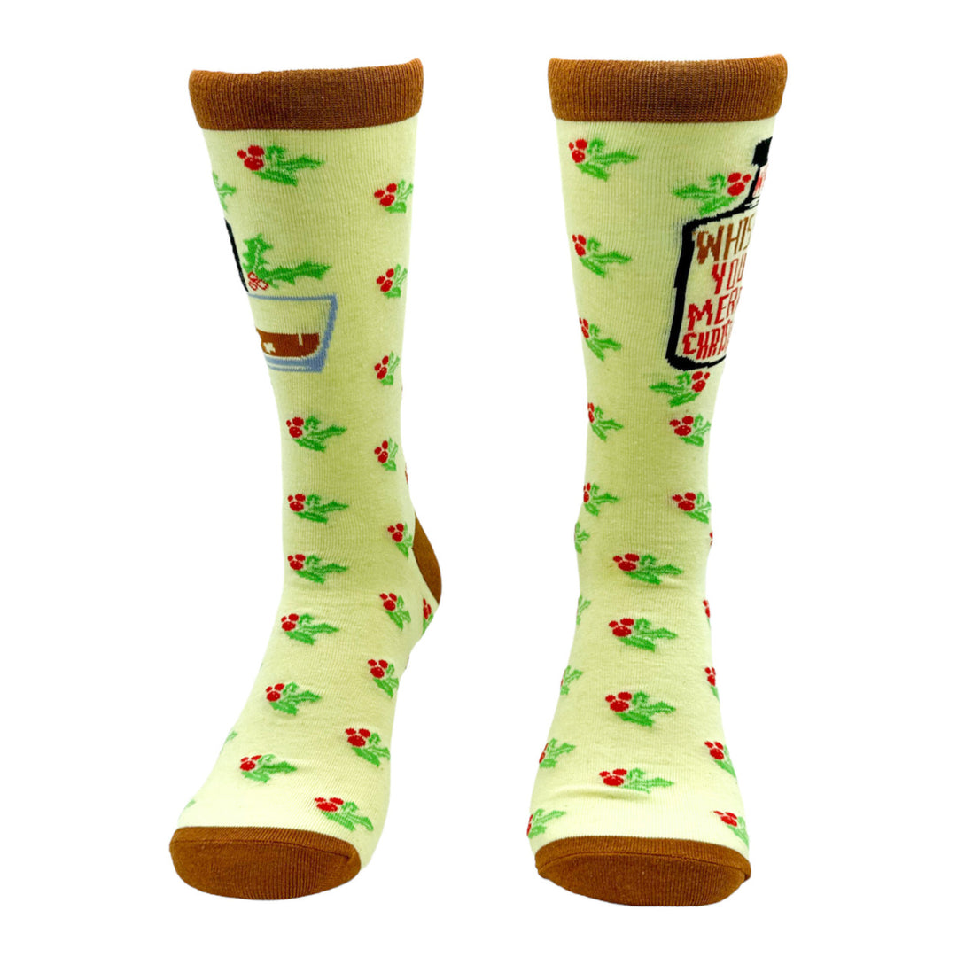 Mens We Whiskey You A Merry Christmas Socks Funny Xmas Party Drinking Lovers Footwear Image 4