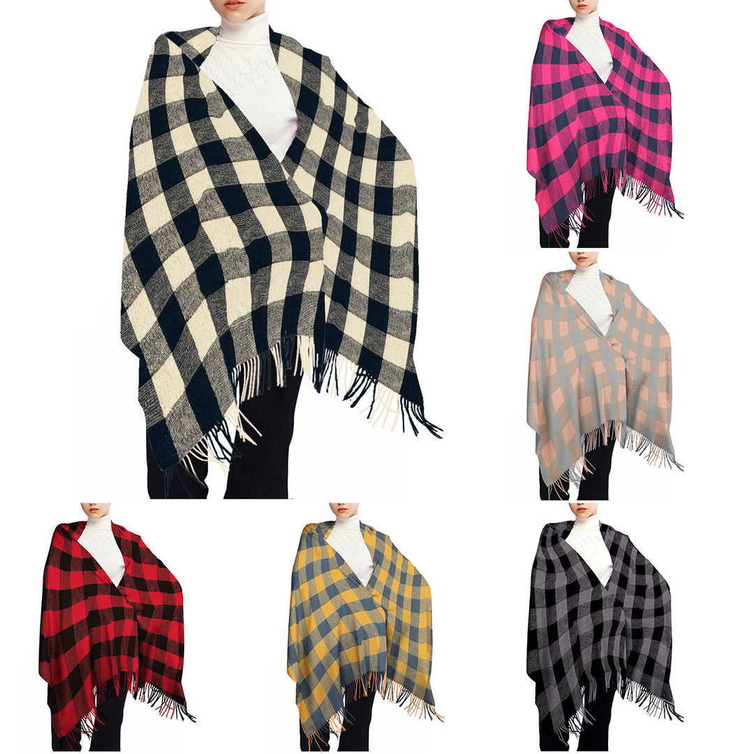 Womens Oversized Poncho Shawl Wrap Fringe Soft Faux faux Cozy Lightweight 31.5x51.2 Image 1