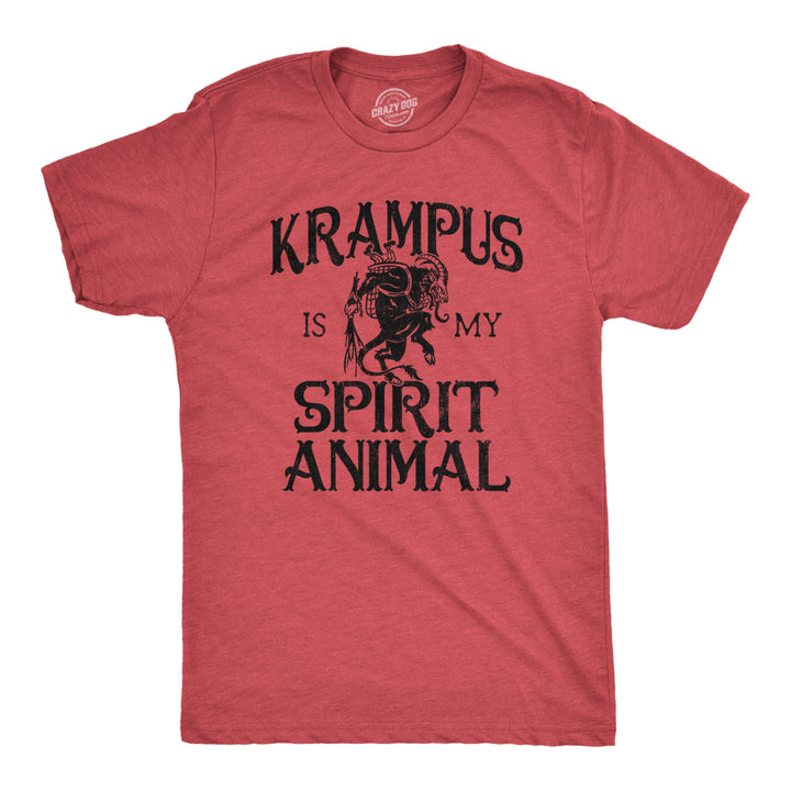 Mens Krampus Is My Spirit Animal T Shirt Funny Xmas Saint Nicholas Folklore Tee For Guys Image 1