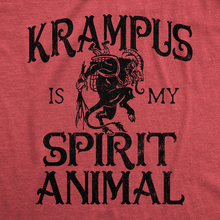 Mens Krampus Is My Spirit Animal T Shirt Funny Xmas Saint Nicholas Folklore Tee For Guys Image 2