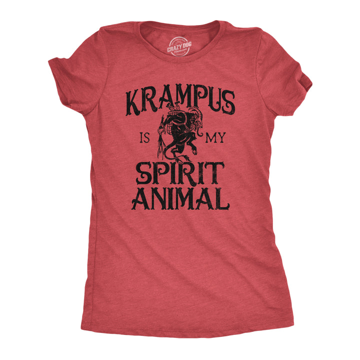 Womens Krampus Is My Spirit Animal T Shirt Funny Xmas Saint Nicholas Folklore Tee For Ladies Image 1