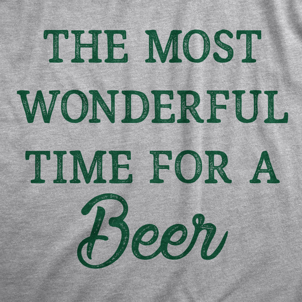 Mens The Most Wonderful Time For A Beer T Shirt Funny Xmas Drinking Ale Lovers Tee For Guys Image 2