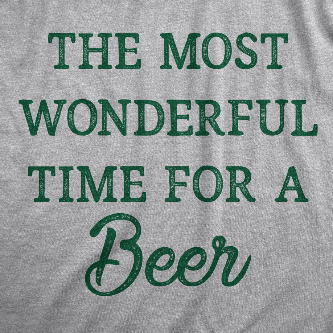 Mens The Most Wonderful Time For A Beer T Shirt Funny Xmas Drinking Ale Lovers Tee For Guys Image 2