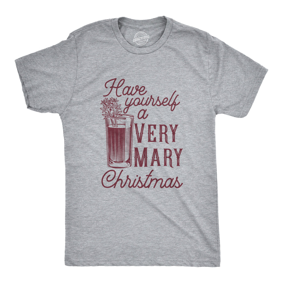 Mens Have Yourself A Very Mary Christmas T Shirt Funny Xmas Bloody Mary Drinking Tee For Guys Image 1