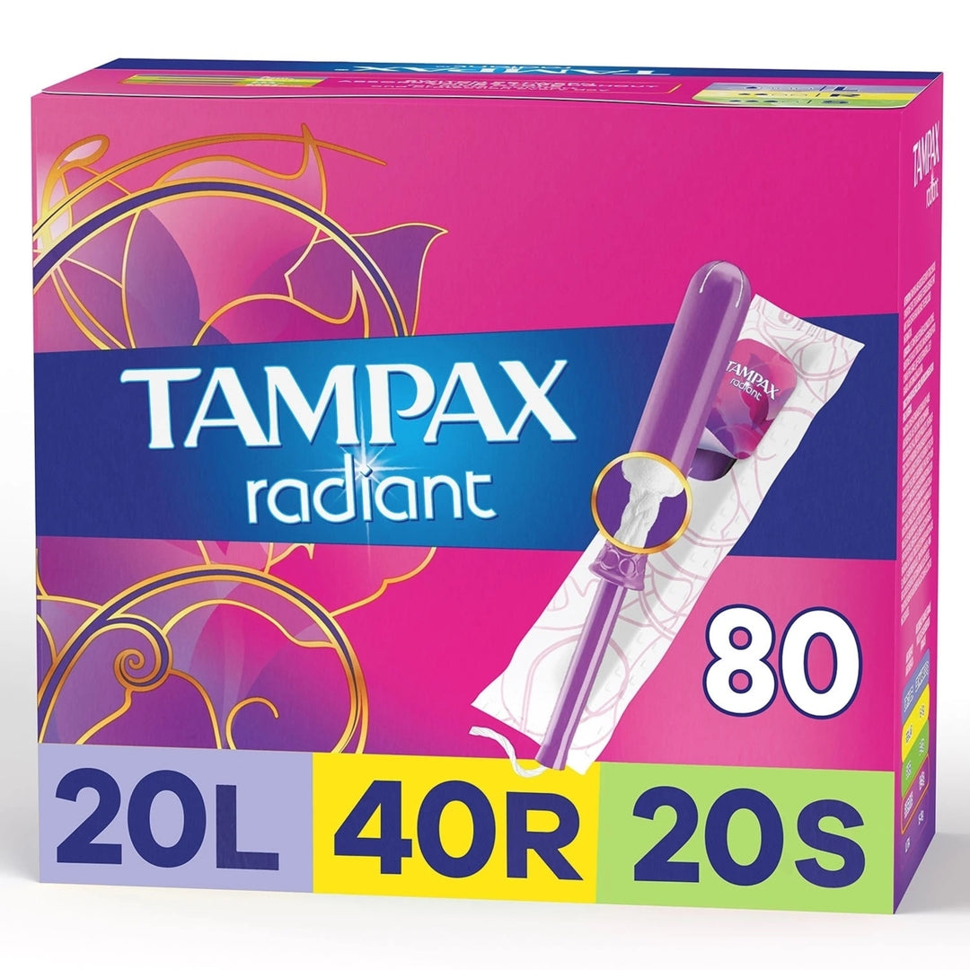 Tampax Radiant Tampons Trio Pack Light/Regular/Super Unscented (80 Count) Image 1