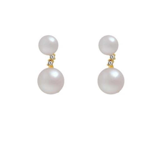 Round pearl earrings super fairy temperament show face thin earrings gentle wind Image 2