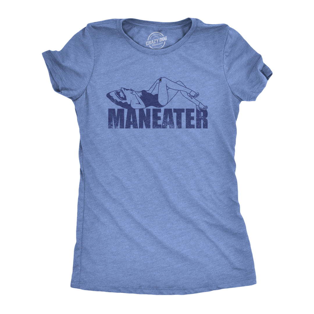 Womens Maneater T Shirt Funny Sexy Dangerous Shark Joke Tee For Ladies Image 1