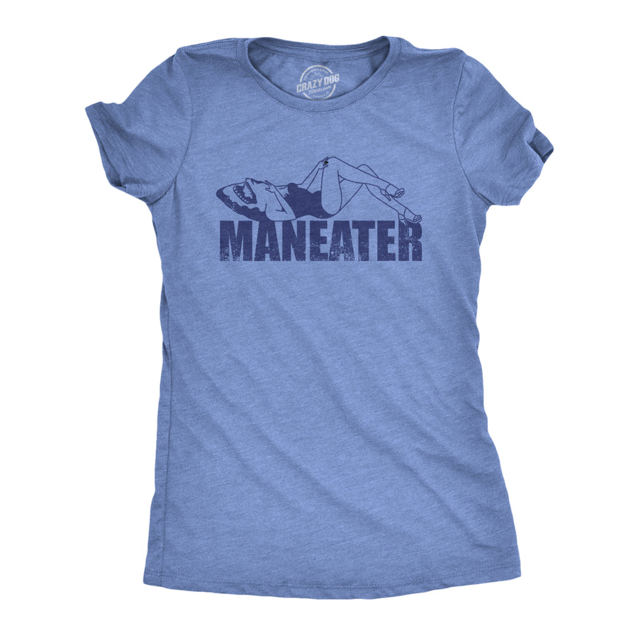 Womens Maneater T Shirt Funny Sexy Dangerous Shark Joke Tee For Ladies Image 1