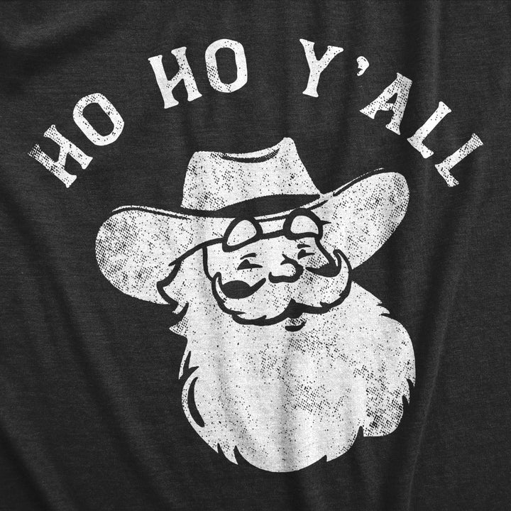 Mens Ho Ho Yall T Shirt Funny Xmas Southern Cowboy Santa Claus Tee For Guys Image 2