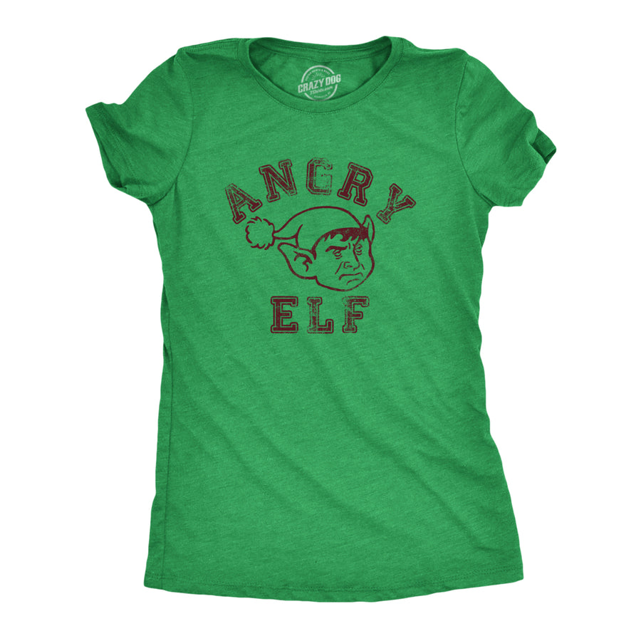 Womens Angry Elf T Shirt Funny Xmas Party Pissed Off Elves Santas Helpers Tee For Ladies Image 1