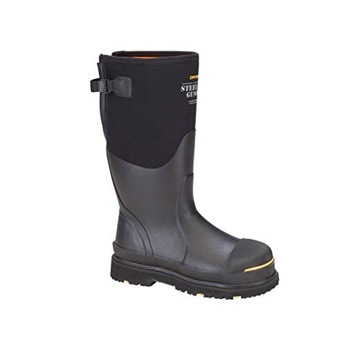 DRYSHOD WORK Mens Adjustable Gusset Steel Toe Work Waterproof Boot Black - STG-UH-BK ONE SIZE BLACK/YELLOW Image 4