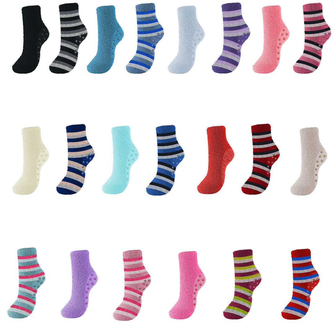 4-Pairs: Womens Non-Slip Warm Soft Fluffy Cozy Fuzzy Plush Socks for Winter Image 1