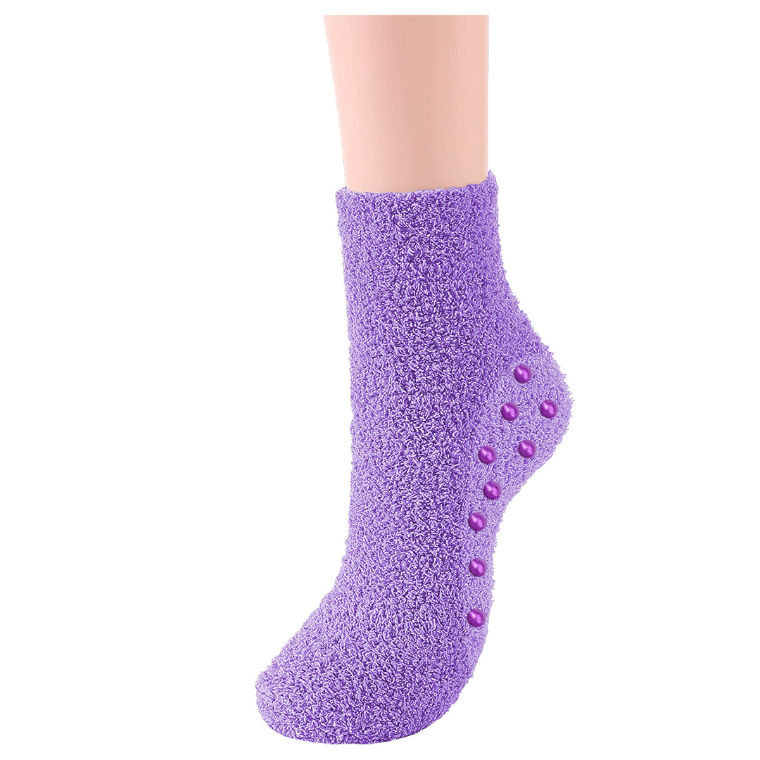 4-Pairs: Womens Non-Slip Warm Soft Fluffy Cozy Fuzzy Plush Socks for Winter Image 3