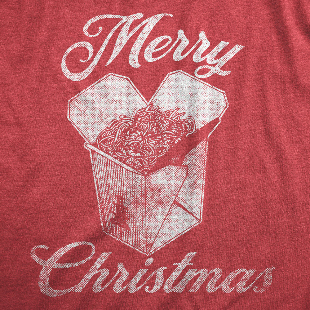 Womens Merry Christmas Takeout T Shirt Funny Delicious Xmas Lo Mein Tee For Ladies Image 2