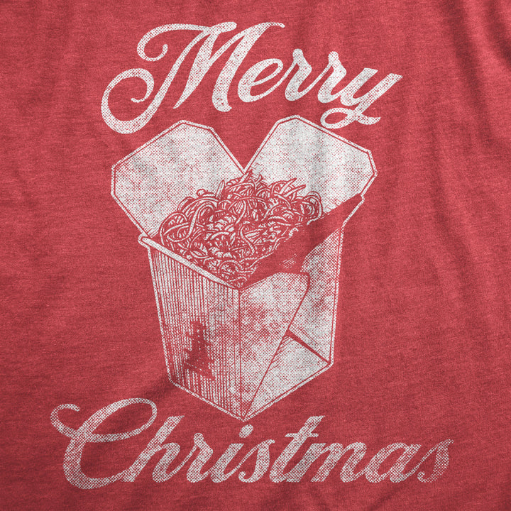 Mens Merry Christmas Takeout T Shirt Funny Delicious Xmas Lo Mein Tee For Guys Image 2