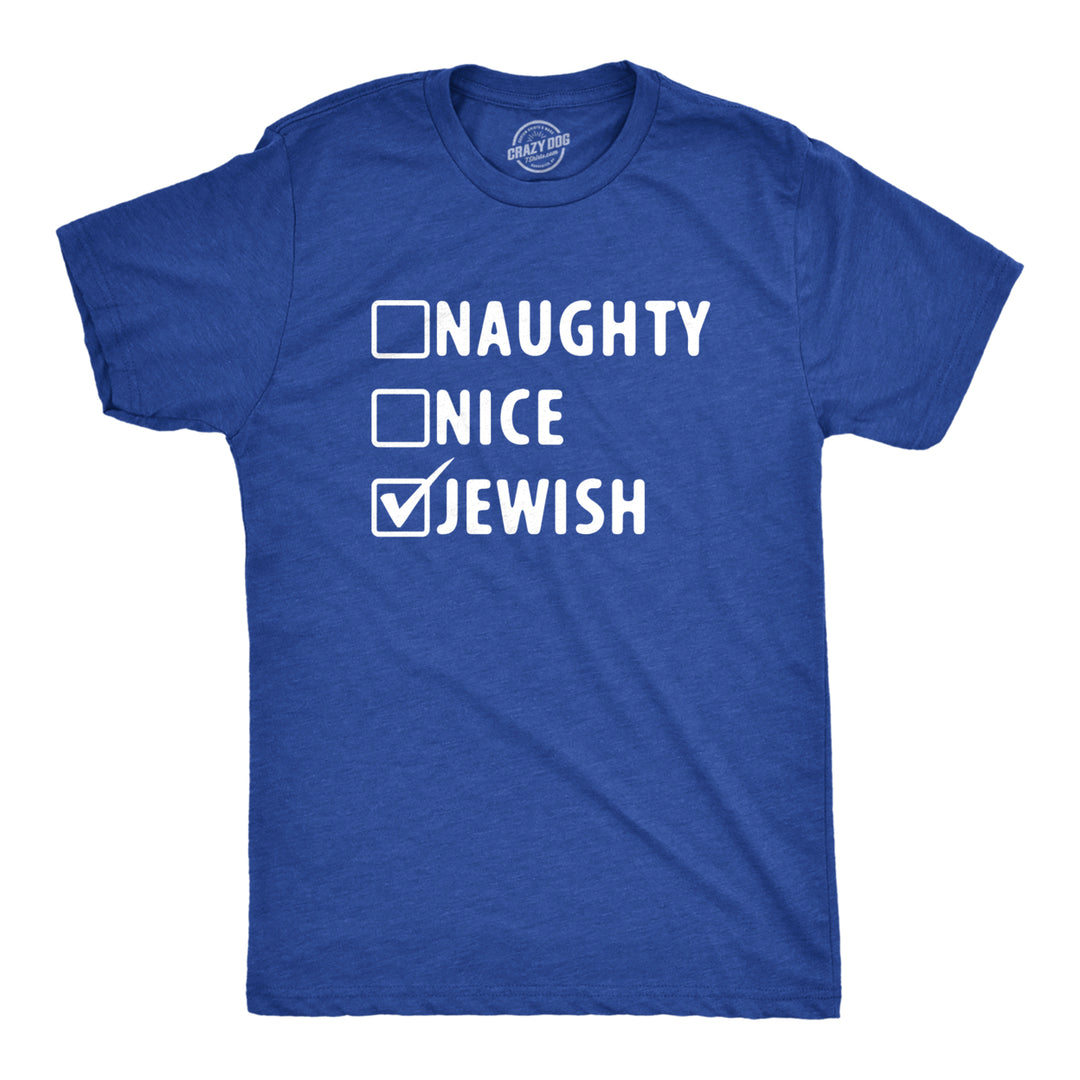 Mens Naughty Nice Jewish List T Shirt Funny Xmas Santas Checklist Religion Tee For Guys Image 1