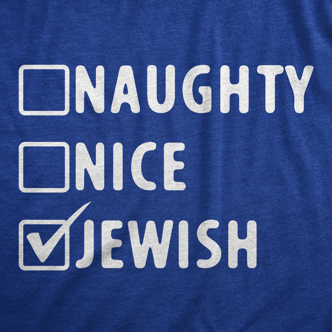 Mens Naughty Nice Jewish List T Shirt Funny Xmas Santas Checklist Religion Tee For Guys Image 2