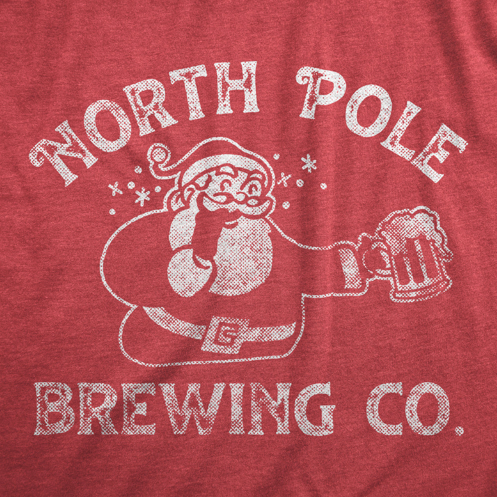 Mens North Pole Brewing Co T Shirt Funny Xmas Beer Company Santa Drinking Tee For Guys Image 2