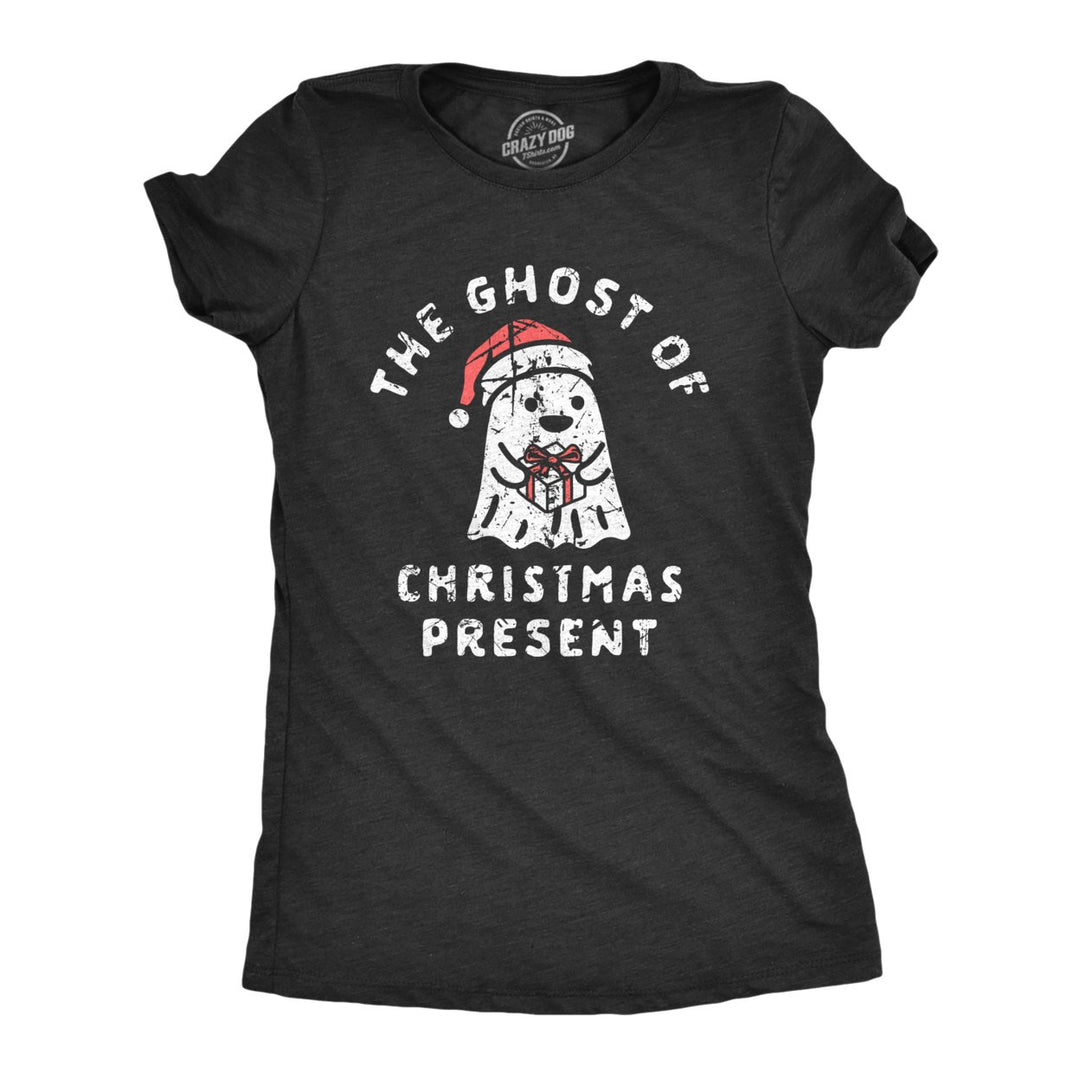 Womens The Ghost Of Christmas Present T Shirt Funny Xmas Spirit Gift Joke Tee For Ladies Image 1