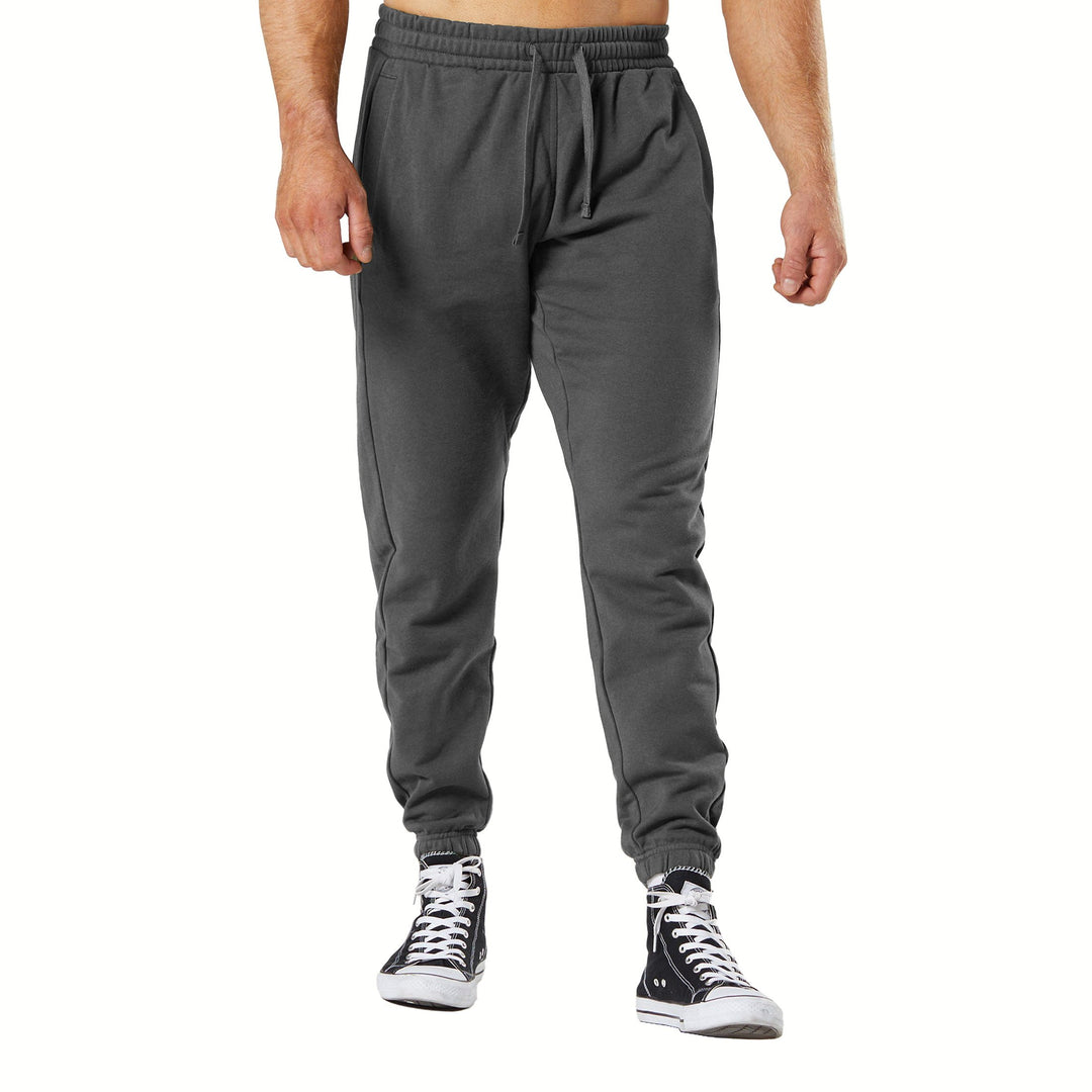 Mens Fleece-Lined Jogger Sweatpants with Pockets Elastic Cuffs Casual Wear 60% Cotton Image 1